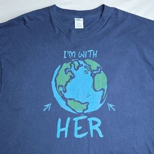 Port & Co Mori-Earth Blue Tshirt "I'm With Her" Spellout Size 3X